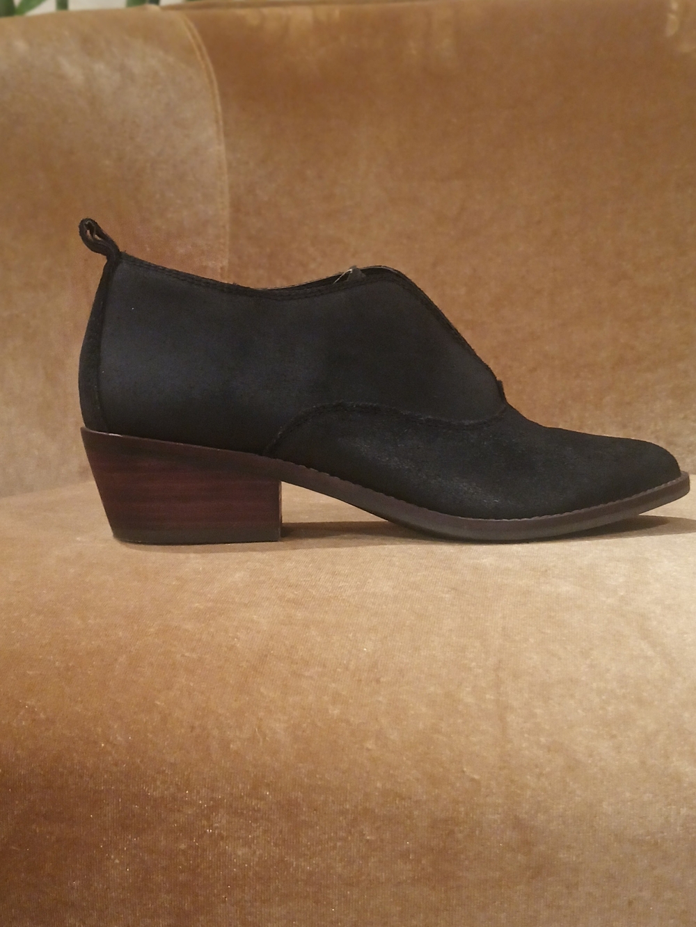 Lucky Brand Black/Charcoal Grey Leather With A Suede Like Feel Ankle Boot